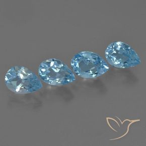 3.62 ctw Blue Topaz Stones, Natural Topaz in Pear Facet Shape for Sale