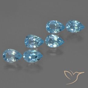 3.34 ctw Blue Topaz Stones, Natural Topaz in Pear Facet Shape for Sale