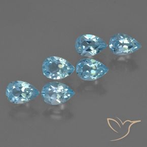 3.41 ctw Blue Topaz Stones, Natural Topaz in Pear Facet Shape for Sale