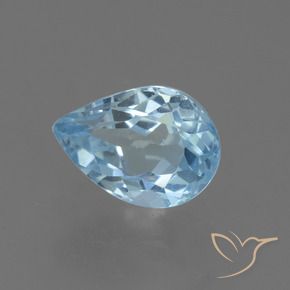 0.88 ct Blue Topaz Stone, Natural Topaz in Pear Facet Shape for Sale