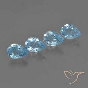 3.33 ctw Blue Topaz Stones, Natural Topaz in Pear Facet Shape for Sale