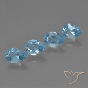 3.19 ctw Blue Topaz Stones, Natural Topaz in Pear Facet Shape for Sale