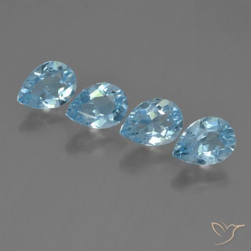 3.50ctw Natural Sky Blue Topaz, Pear Shape, VVS-VS
