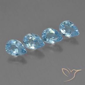 3.50 ctw Blue Topaz Stones, Natural Topaz in Pear Facet Shape for Sale