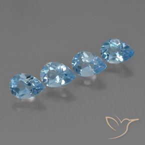 3.46 ctw Blue Topaz Stones, Natural Topaz in Pear Facet Shape for Sale