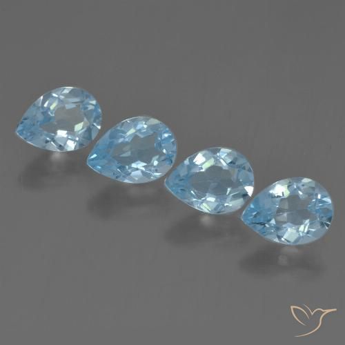 3.47ctw Natural Sky Blue Topaz, Pear Shape, VVS-VS