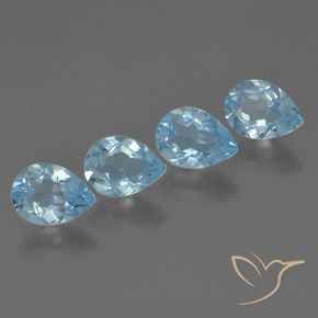 3.47 ctw Blue Topaz Stones, Natural Topaz in Pear Facet Shape for Sale