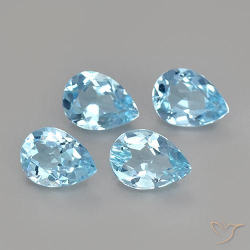 3.30 ctw Blue Topaz Stones, Natural Topaz in Pear Facet Shape for Sale