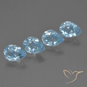 3.42 ctw Blue Topaz Stones, Natural Topaz in Pear Facet Shape for Sale