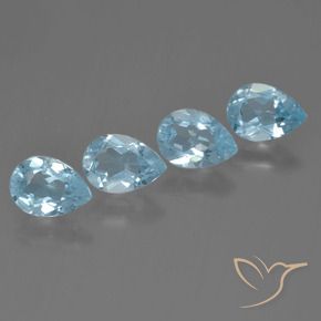 3.24 ctw Blue Topaz Stones, Natural Topaz in Pear Facet Shape for Sale