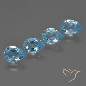 3.06 ctw Blue Topaz Stones, Natural Topaz in Pear Facet Shape for Sale