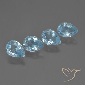 3.17 ctw Blue Topaz Stones, Natural Topaz in Pear Facet Shape for Sale