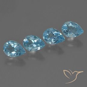 3.43 ctw Blue Topaz Stones, Natural Topaz in Pear Facet Shape for Sale