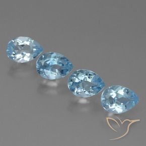3.53 ctw Blue Topaz Stones, Natural Topaz in Pear Facet Shape for Sale