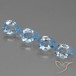 3.03 ctw Blue Topaz Stones, Natural Topaz in Pear Facet Shape for Sale