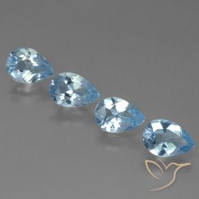 3.08 ctw Blue Topaz Stones, Natural Topaz in Pear Facet Shape for Sale