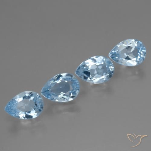 3.44 ctw Blue Topaz Stones, Natural Topaz in Pear Facet Shape for Sale