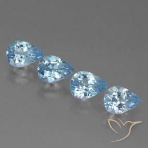3.32 ctw Blue Topaz Stones, Natural Topaz in Pear Facet Shape for Sale