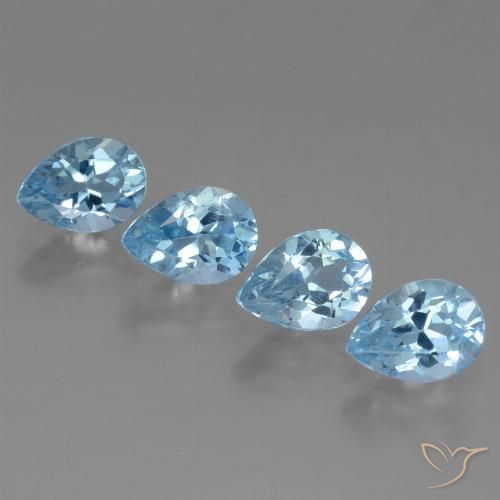 3.50ctw Natural Sky Blue Topaz, Pear Shape, VVS-VS