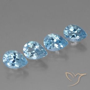 3.50 ctw Blue Topaz Stones, Natural Topaz in Pear Facet Shape for Sale