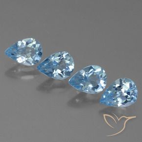 3.09 ctw Blue Topaz Stones, Natural Topaz in Pear Facet Shape for Sale
