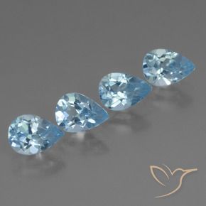3.20 ctw Blue Topaz Stones, Natural Topaz in Pear Facet Shape for Sale
