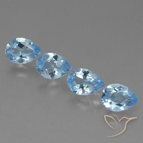 3.35 ctw Blue Topaz Stones, Natural Topaz in Pear Facet Shape for Sale