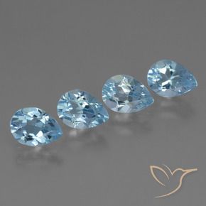 3.40 ctw Blue Topaz Stones, Natural Topaz in Pear Facet Shape for Sale