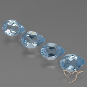 3.02 ctw Blue Topaz Stones, Natural Topaz in Pear Facet Shape for Sale