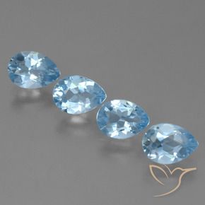 3.24 ctw Blue Topaz Stones, Natural Topaz in Pear Facet Shape for Sale