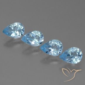 3.03 ctw Blue Topaz Stones, Natural Topaz in Pear Facet Shape for Sale