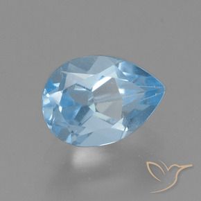 0.88 ct Blue Topaz Stone, Natural Topaz in Pear Facet Shape for Sale