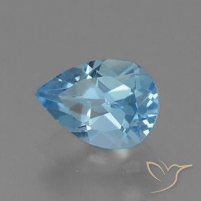 0.93 ct Blue Topaz Stone, Natural Topaz in Pear Facet Shape for Sale
