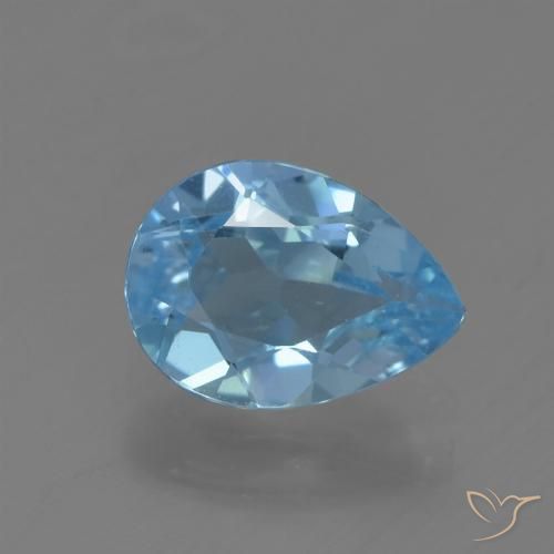 0.88ct Natural Swiss Blue Topaz, Pear Shape, VS, Photo A