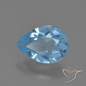 0.88 ct Blue Topaz Stone, Natural Topaz in Pear Facet Shape for Sale
