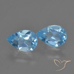 1.59 ctw Blue Topaz Stones, Natural Topaz in Pear Facet Shape for Sale