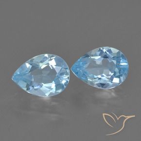 1.63 ctw Blue Topaz Stones, Natural Topaz in Pear Facet Shape for Sale