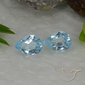 1.65 ctw Blue Topaz Stones, Natural Topaz in Pear Facet Shape for Sale