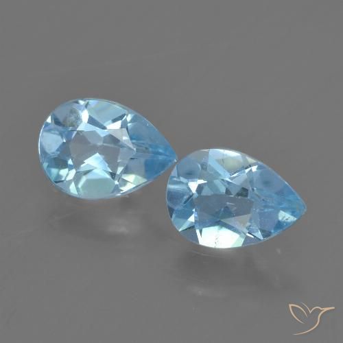 1.53 ct Loose Sky Blue Topaz, 7.1 x 5.1 mm Pear Cut From Brazil, Photo A