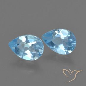 1.53 ctw Blue Topaz Stones, Natural Topaz in Pear Facet Shape for Sale