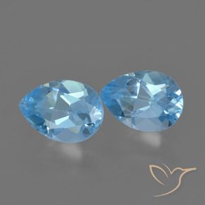 1.66 ctw Blue Topaz Stones, Natural Topaz in Pear Facet Shape for Sale