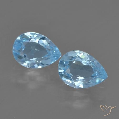 1.71 ct Loose Sky Blue Topaz, 7 x 5.2 mm Pear Cut From Brazil, Photo A