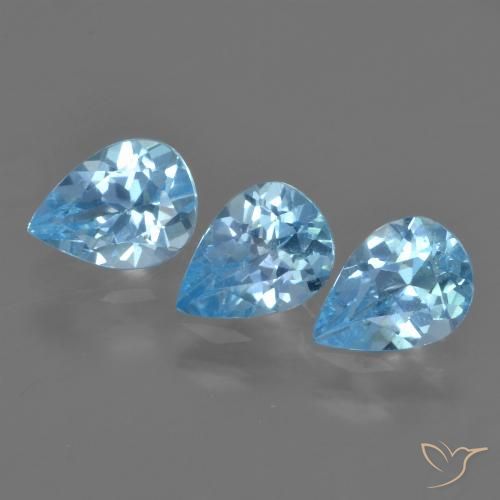 2.2 ct Sky Blue Topaz, 6.7 x 5 mm Pear Cut From Brazil, Photo A