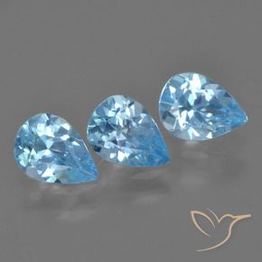 2.20 ctw Blue Topaz Stones, Natural Topaz in Pear Facet Shape for Sale