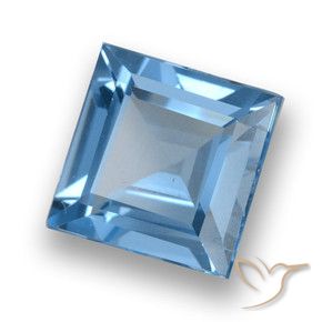 1.86 ct Blue Topaz Stone, Natural Topaz in Square Step-Cut Shape for Sale