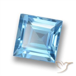 2.25 ct Blue Topaz Stone, Natural Topaz in Square Facet Shape for Sale