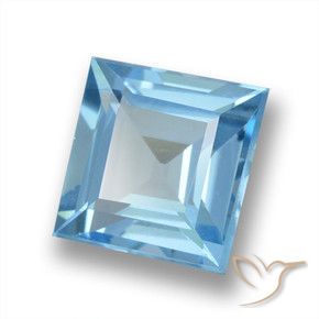 1.86 ct Blue Topaz Stone, Natural Topaz in Square Step-Cut Shape for Sale