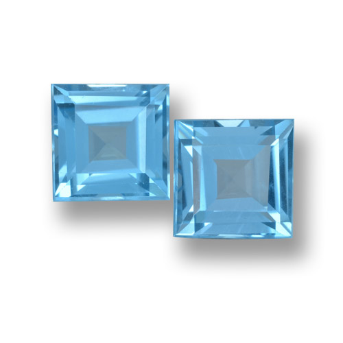 Paire de topaze Carré 6,7 x 6,7mm - Poids total 4,22 ct / moyenne 2,11 ct chaque, pierre gemme naturelle , couleur Bleu bébé profond avec pureté vvs, dureté Mohs 8 convient aux bijoux de tous les jours, pierre de sagesse, Pierre de naissance de novembre, Photo A