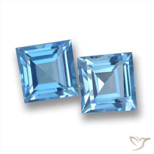 3.99 ct Sky Blue Topaz, 6.9 x 6.7 mm Square Cut From Brazil, Photo A
