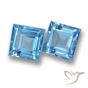3.99 ctw Blue Topaz Stones, Natural Topaz in Square Step-Cut Shape for Sale